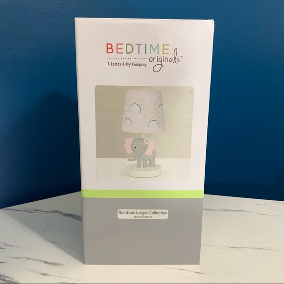 NEW LAMBS & IVY Rainbow Jungle Elephant Nursery Lamp with Shade & Bulb 243024B - Picture 7 of 13